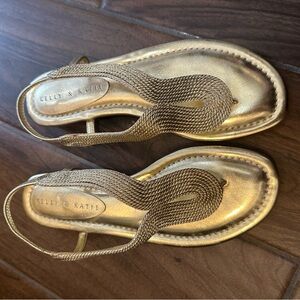 Kelly & Katie Metallic Gold Thong Sandals